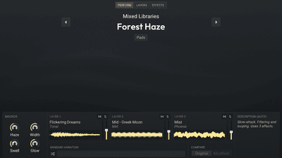 Floe's Perform page with a Wraith preset loaded