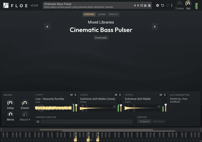 Floe sample library engine interface showing sound browser and controls