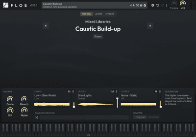 Floe's 3-layer architecture blending multiple sample libraries